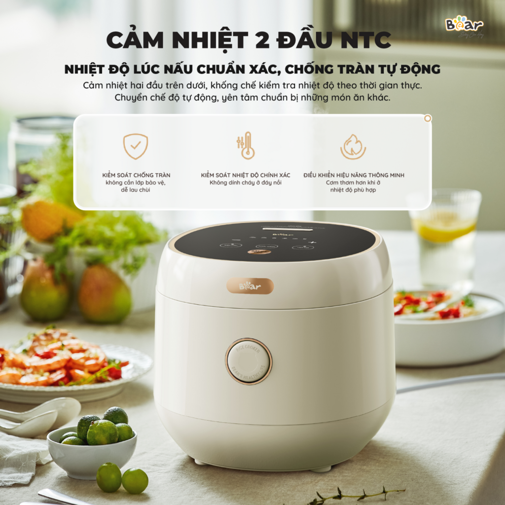 Nồi Cơm Điện Tử Bear 3L SB-NC30B Lòng Nồi 6 Lớp Đa Năng Nấu Cơm Nấu Cháo Hầm Hấp Hâm Nóng - Ảnh 4