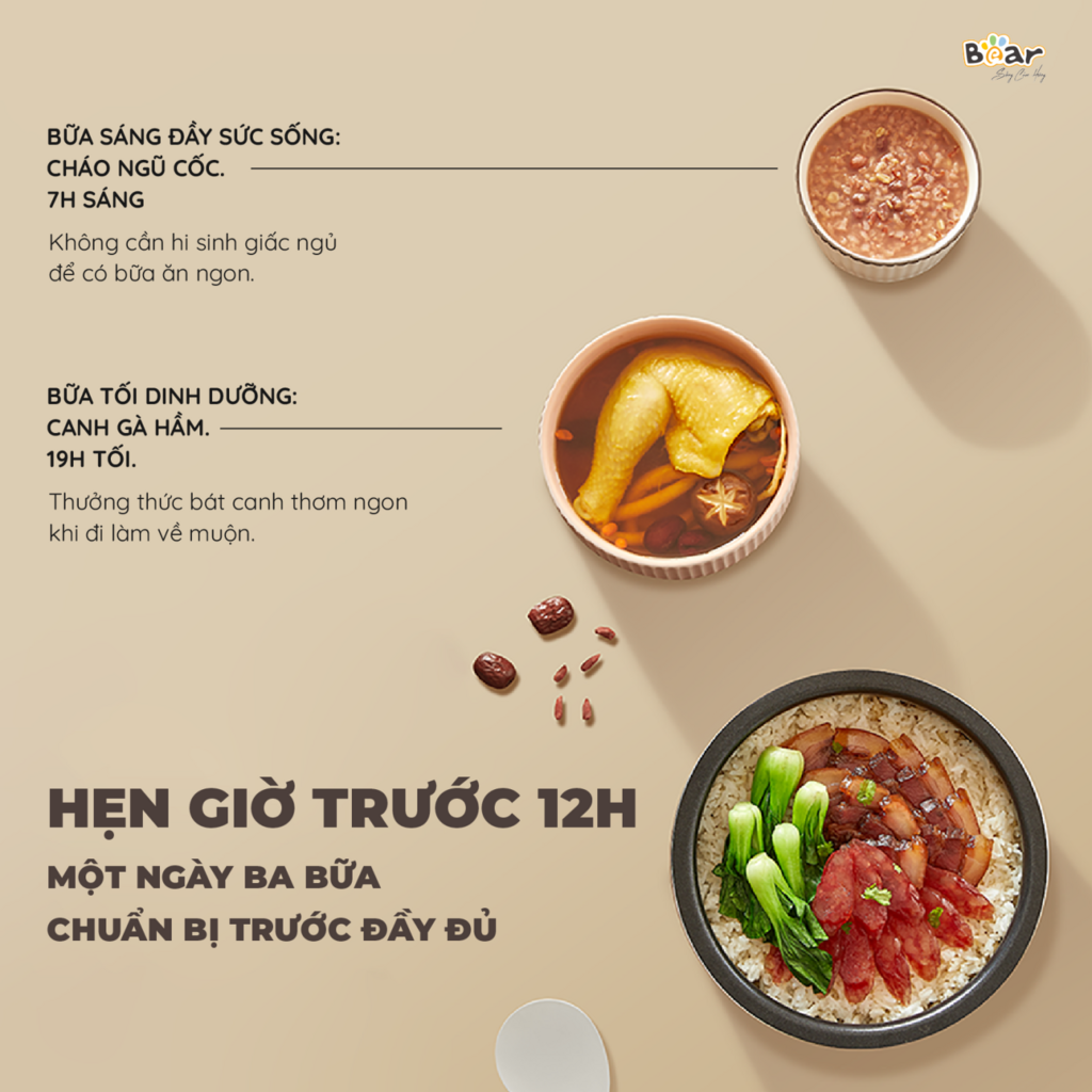 Nồi Cơm Điện Tử Bear 3L SB-NC30B Lòng Nồi 6 Lớp Đa Năng Nấu Cơm Nấu Cháo Hầm Hấp Hâm Nóng - Ảnh 5