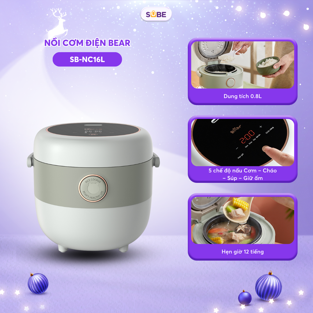 Nồi Cơm Điện Tử Đa Năng Bear 1,6L SB-NC16L