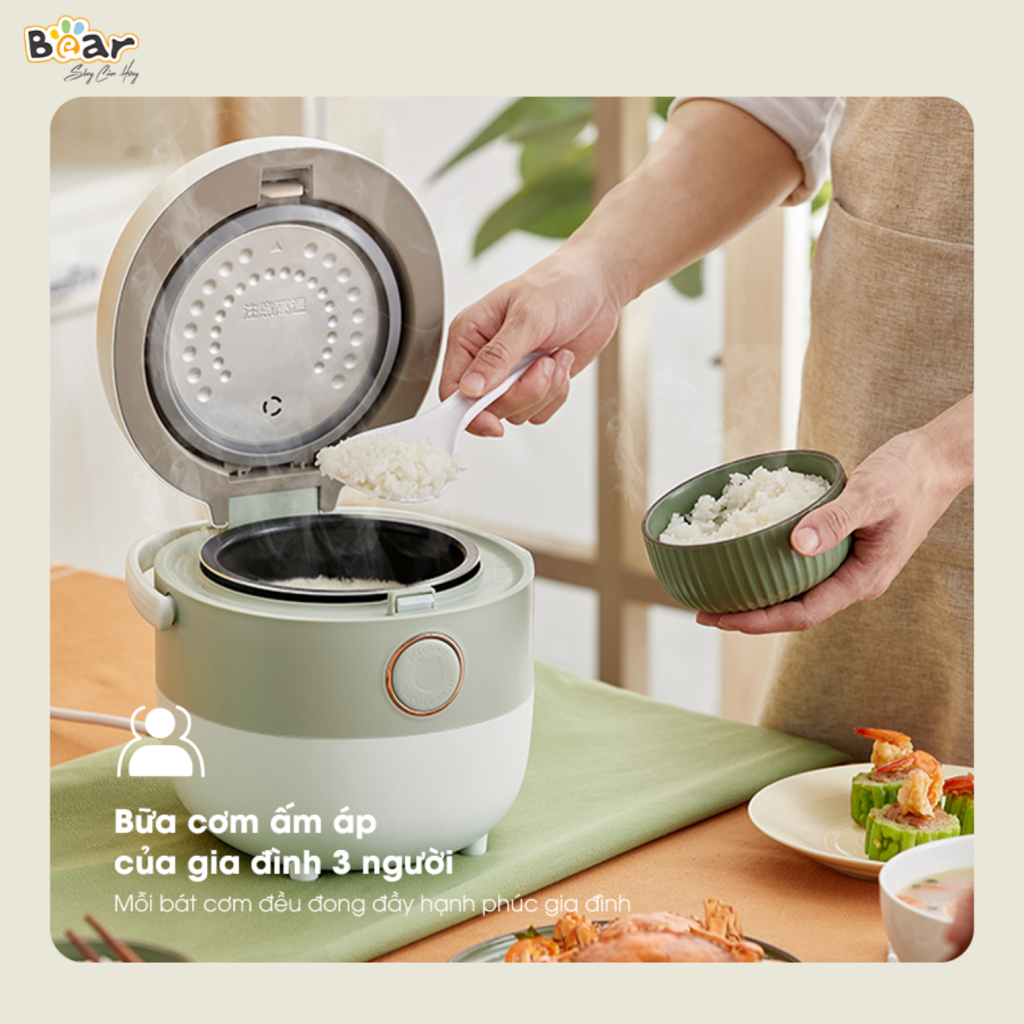 Nồi Cơm Điện Tử Đa Năng Bear 1,6L SB-NC16L Cảm Ứng Cảm Biến Nhiệt Chống Trào Giữ Ấm Hẹn Giờ 12 Tiếng - Ảnh 4