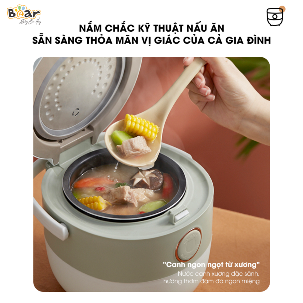 Nồi Cơm Điện Tử Đa Năng Bear 1,6L SB-NC16L Cảm Ứng Cảm Biến Nhiệt Chống Trào Giữ Ấm Hẹn Giờ 12 Tiếng - Ảnh 6