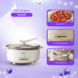 Nồi Lẩu Điện Đa Năng 5L Bear NL05F Chiên Xào Nấu Đế Tách Rời Sôi Nhanh Tiết Ki…