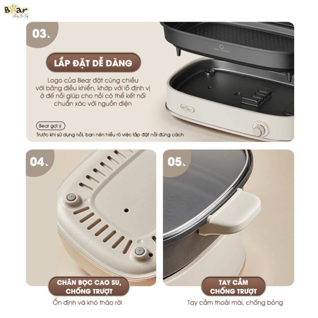 Nồi Lẩu Đa Năng Bear 4,5L SB-NL45K780 - Ảnh 4