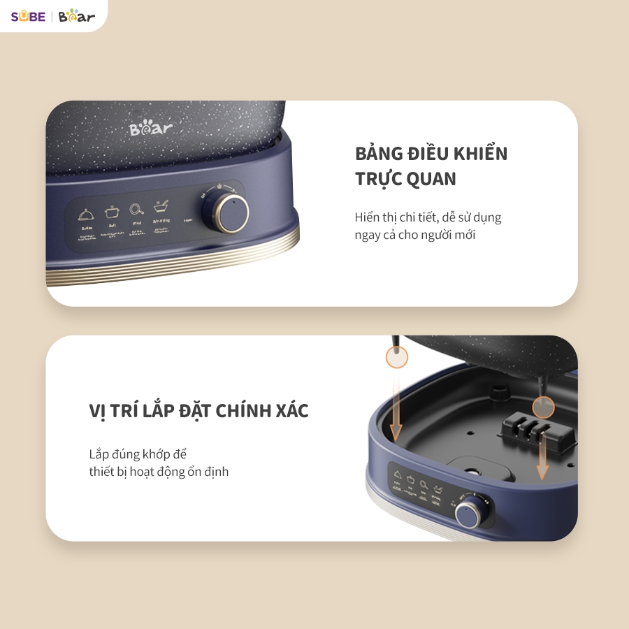 Nồi Lẩu 2 Ngăn Bear Đa Năng NL60U Chế Độ Nấu Lẩu Hầm Ninh Chiên Rán Xào Chống Dính Cực Tốt - Ảnh 6