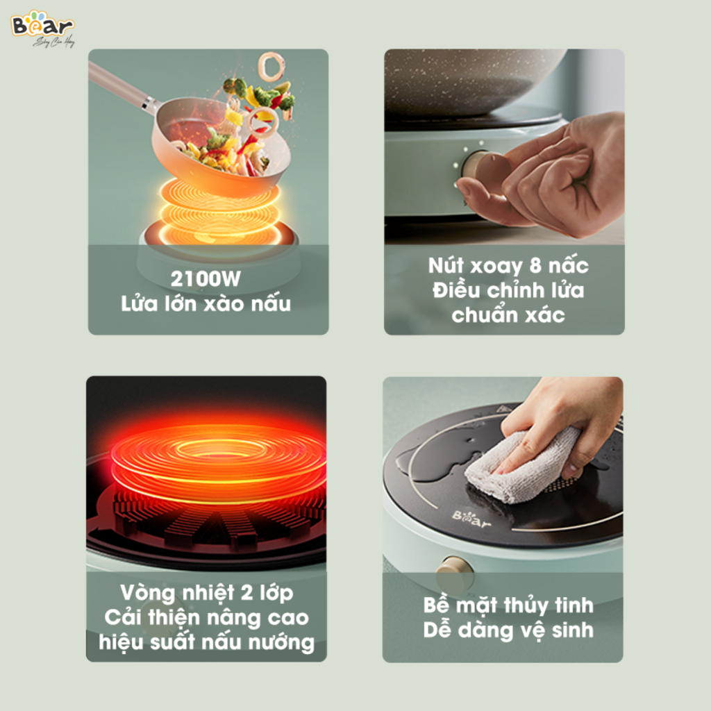 Bếp Điện Từ Bear SB-BT21W 8 Mức Nhiệt Thích Hợp Đa Số Các Loại Nồi Mặt Bếp Làm Từ Gốm Thủy Tinh - Ảnh 2