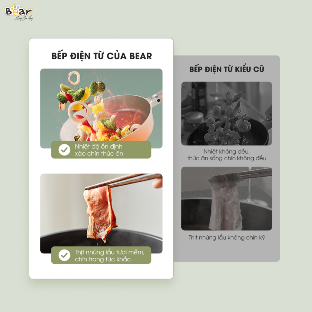 Bếp Điện Từ Bear SB-BT21W 8 Mức Nhiệt Thích Hợp Đa Số Các Loại Nồi Mặt Bếp Làm Từ Gốm Thủy Tinh - Ảnh 5