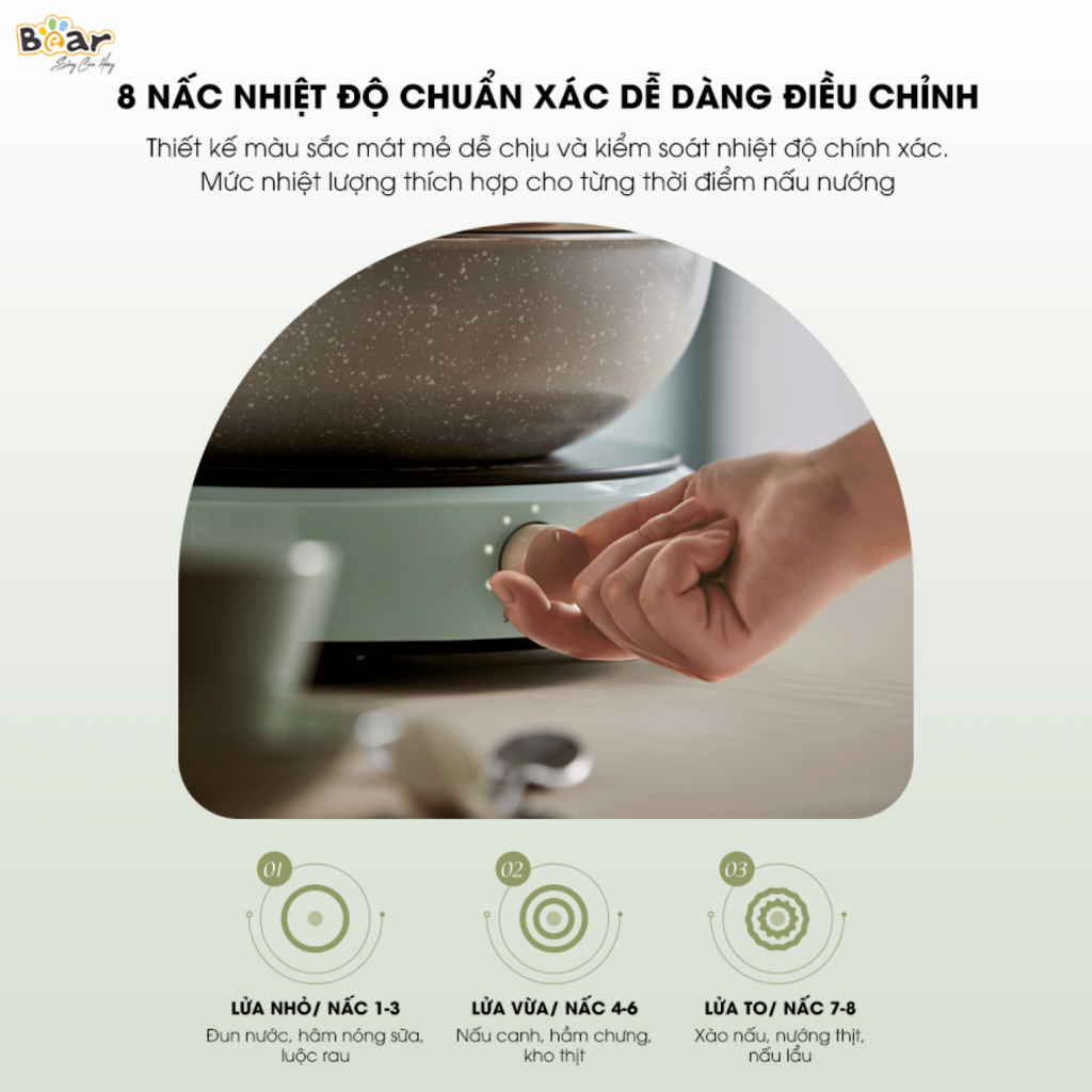 Bếp Điện Từ Bear SB-BT21W 8 Mức Nhiệt Thích Hợp Đa Số Các Loại Nồi Mặt Bếp Làm Từ Gốm Thủy Tinh - Ảnh 6