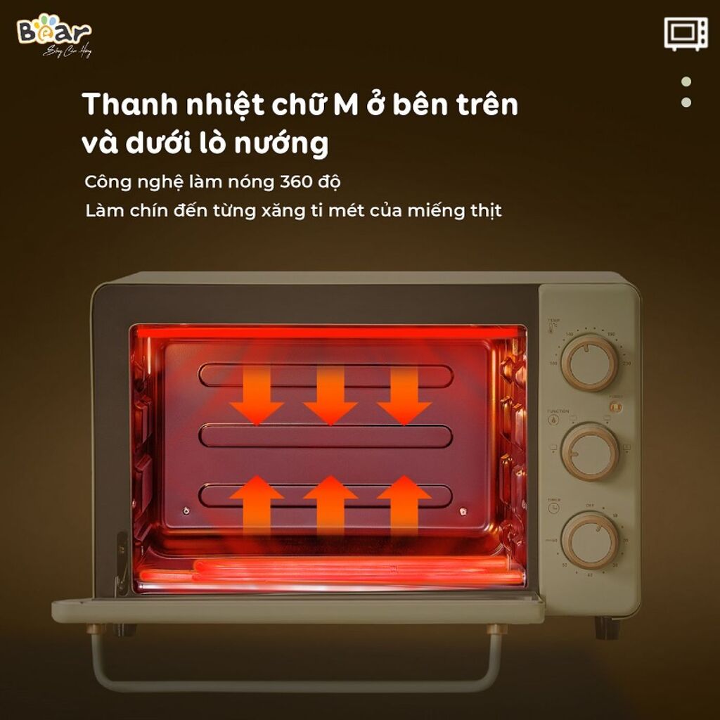 (GIÁ ĐỘC QUYỀN) Lò Nướng và Hấp Bear Dung Tích 18L Thiết Kế Nhỏ Gọn Đa Năng - DKX-C20R5 - Ảnh 6
