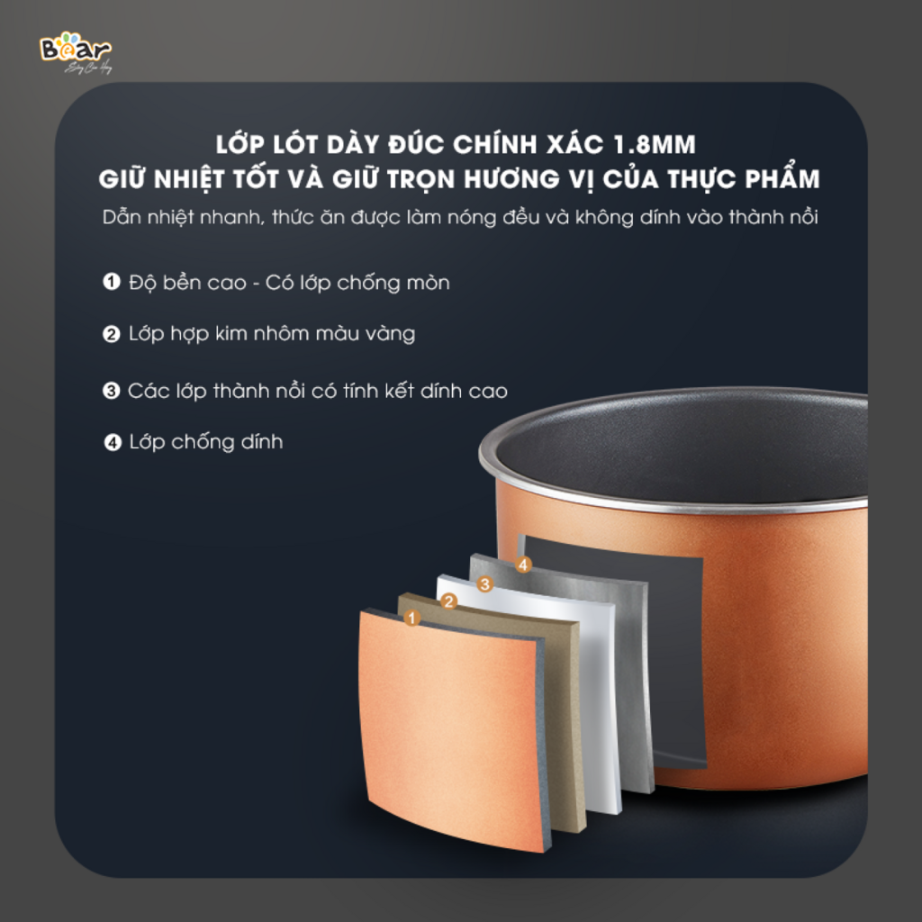 (GIÁ ĐỘC QUYỀN) Nồi Áp Suất Điện Đà Nẵng Bear SB-AS25L, đa dạng chế độ nấu, hẹn giờ 24h - Ảnh 5