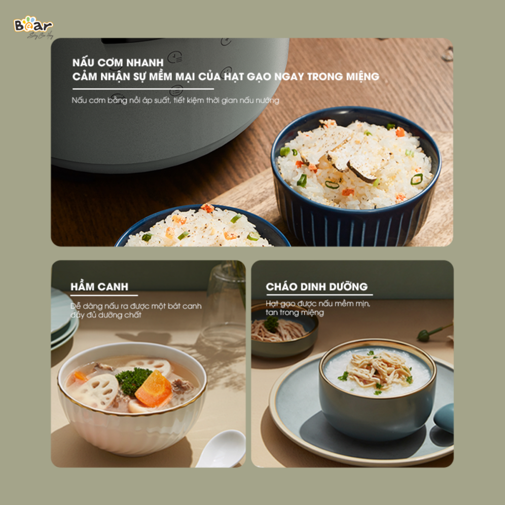 (GIÁ ĐỘC QUYỀN) Nồi Áp Suất Điện Đà Nẵng Bear SB-AS25L, đa dạng chế độ nấu, hẹn giờ 24h - Ảnh 7