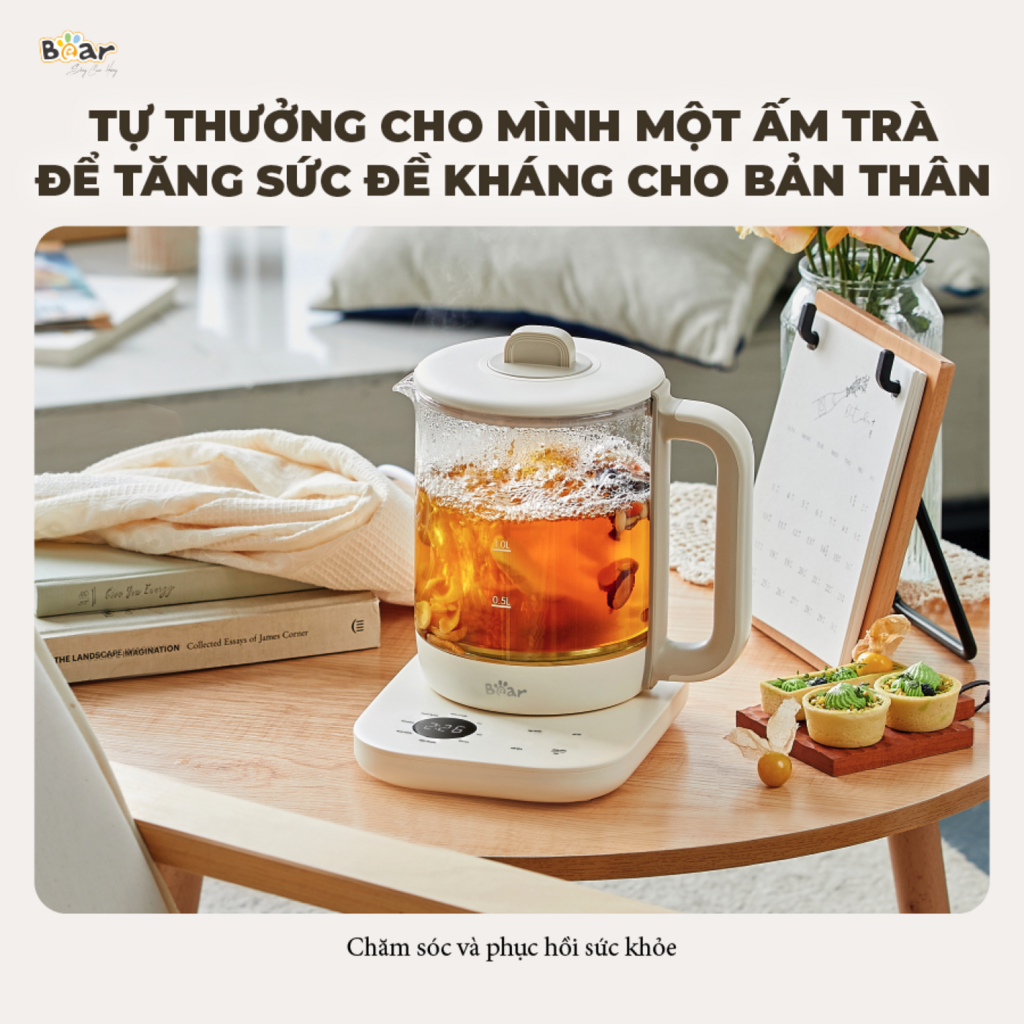 Máy pha trà Bear 1.5L SB-PT15K: Pha trà, giữ ấm, có lưới lọc tiện lợi - Ảnh 7
