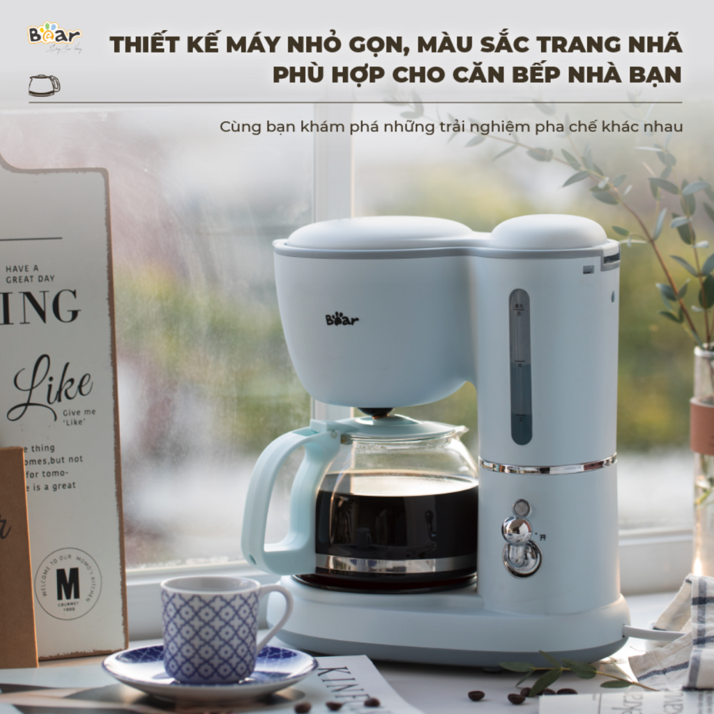 Máy Pha Cà Phê Mini BEAR nhỏ gọn tiện dụng pha trà, pha coffee, tự động giữ ấm, loại bỏ cặn SB-CF06A - Ảnh 3