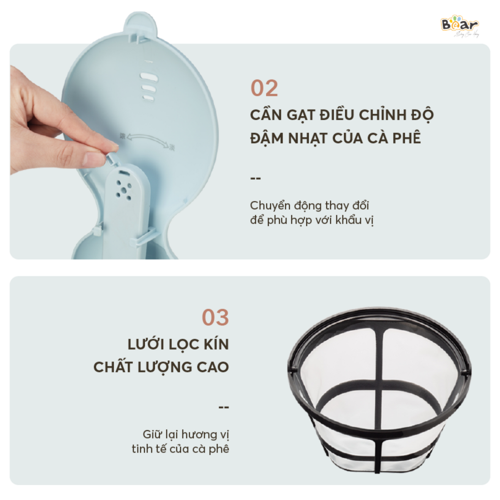 Máy Pha Cà Phê Mini BEAR nhỏ gọn tiện dụng pha trà, pha coffee, tự động giữ ấm, loại bỏ cặn SB-CF06A - Ảnh 5