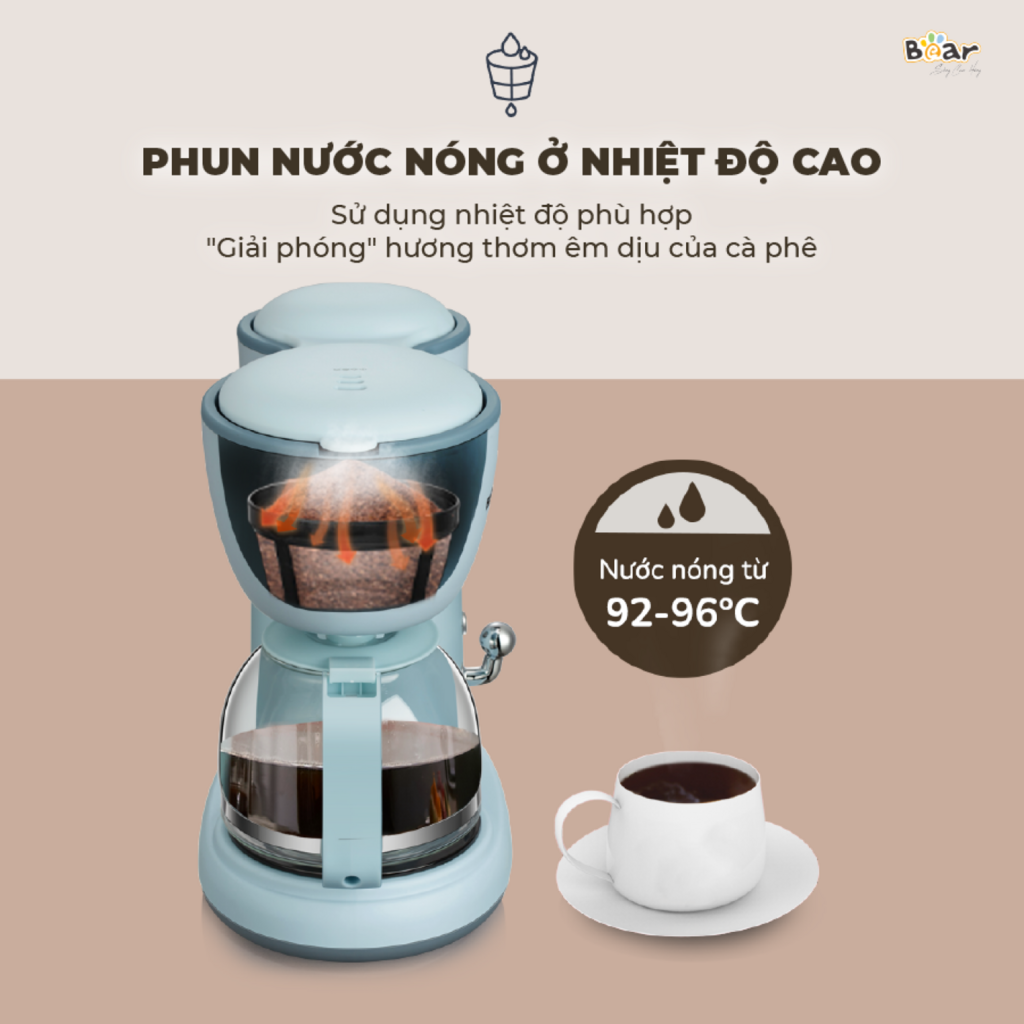 Máy Pha Cà Phê Mini BEAR nhỏ gọn tiện dụng pha trà, pha coffee, tự động giữ ấm, loại bỏ cặn SB-CF06A - Ảnh 6