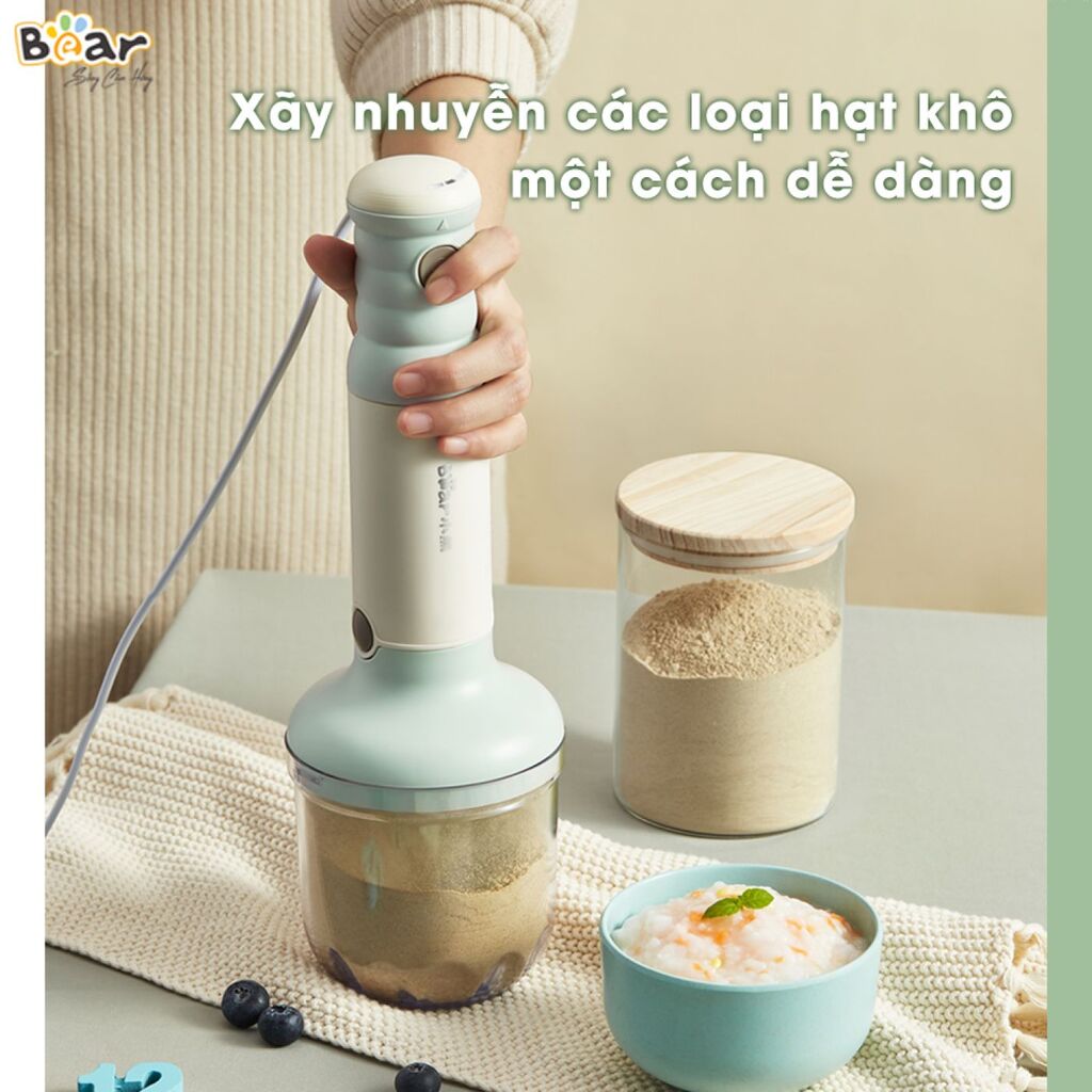 (GIÁ ĐẶC BIỆT) Bộ Máy Xay BEAR Đa Năng, Xay tỏi ớt, Đánh Trứng Cầm Tay Tiện Lợi - JBQ-B50E1 - Ảnh 5