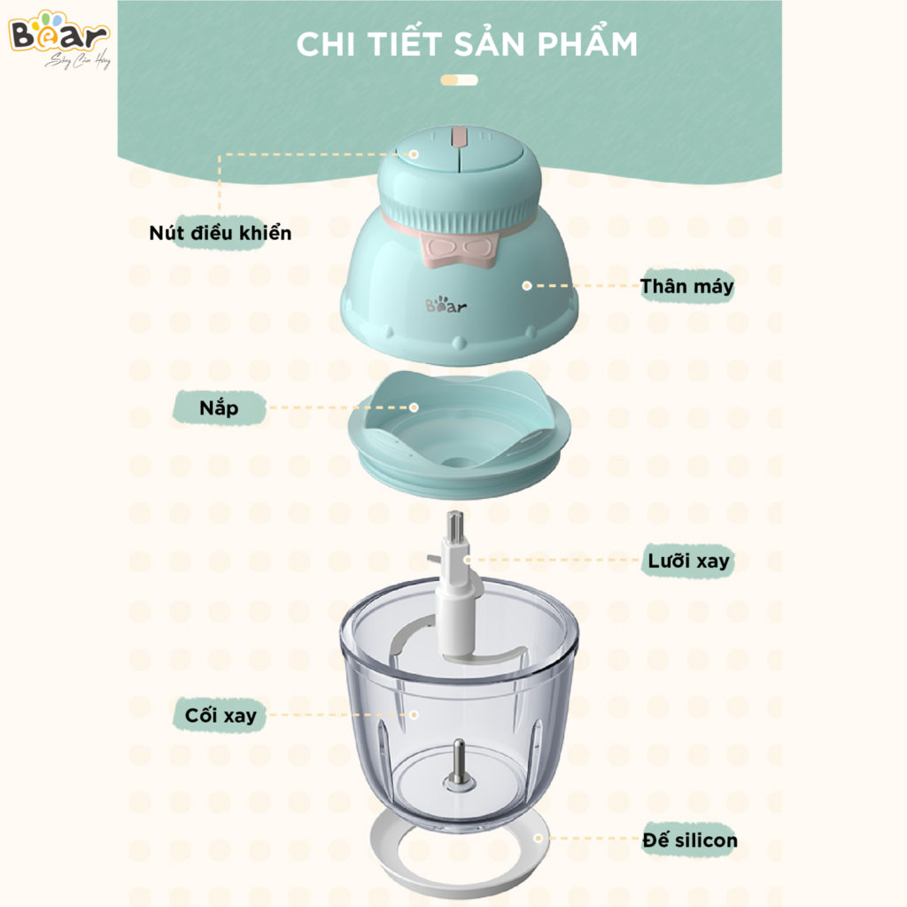 Máy xay ăn dặm 0,6L Bear Xay đa năng, tiện dụng cho bé GR-B06V1 - Ảnh 3