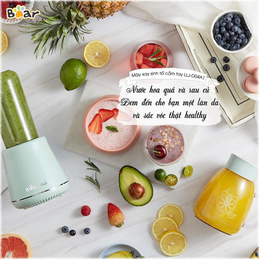(GIÁ ĐỘC QUYỀN) Máy Xay Sinh Tố Cầm Tay Bear, Xay Hoa Quả Công Suất Lớn, Chất Liệu An Toàn LLJ-D04A1 - Ảnh 4