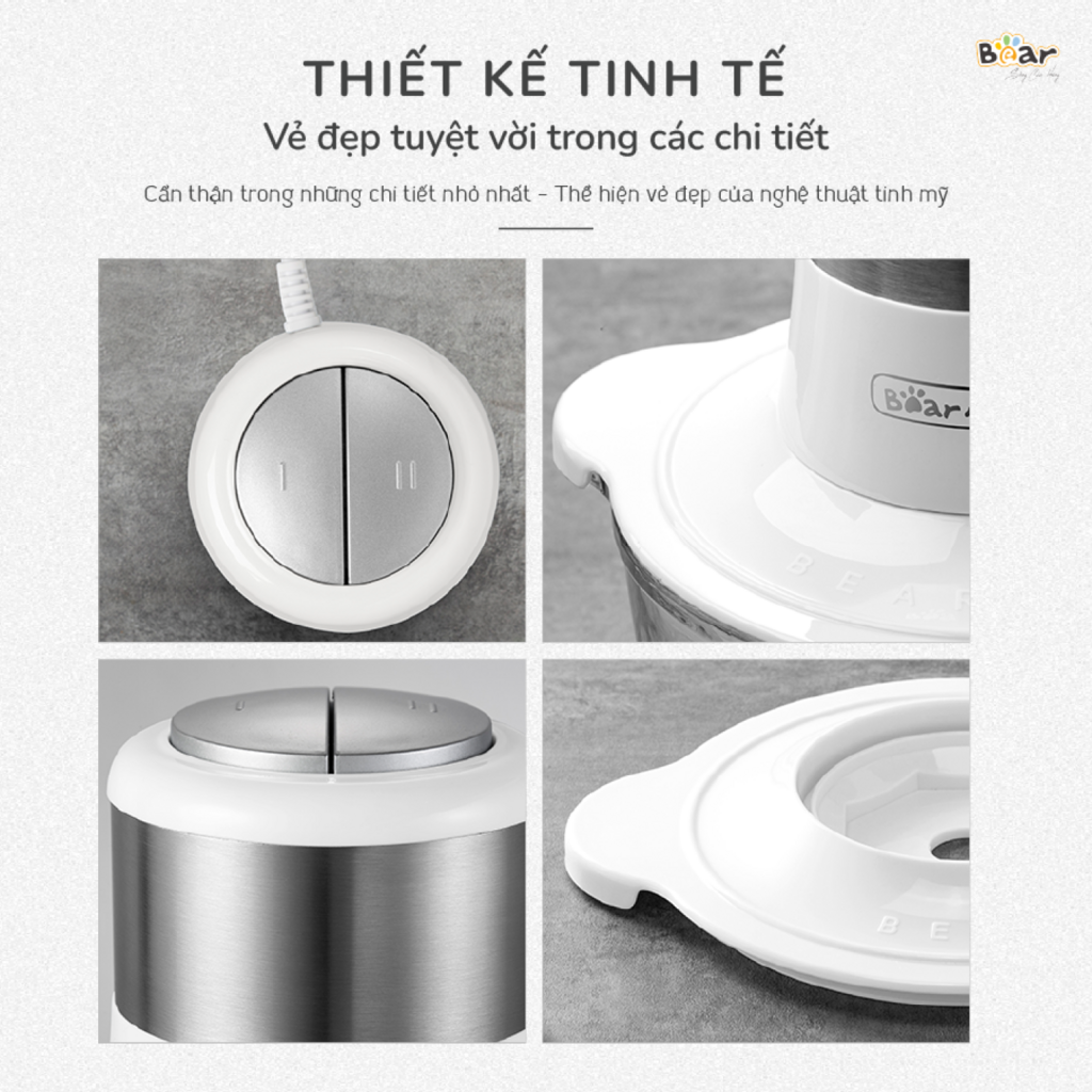 Máy Xay Thịt Bear 2L SB-MA02L Cối Thủy Tinh Xay Rau Củ Hạt Cứng Cực Nhuyễn Chống Ồn Dễ Vệ Sinh - Ảnh 2