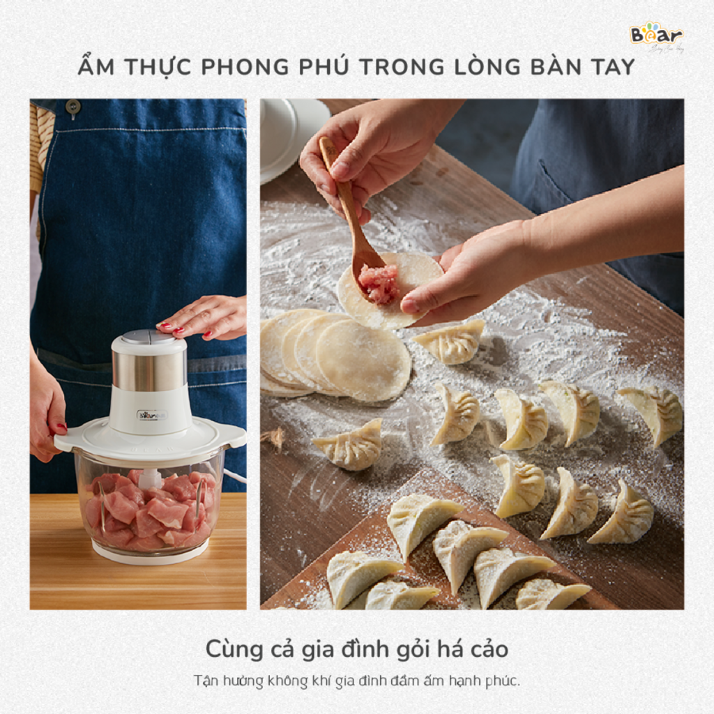 Máy Xay Thịt Bear 2L SB-MA02L Cối Thủy Tinh Xay Rau Củ Hạt Cứng Cực Nhuyễn Chống Ồn Dễ Vệ Sinh - Ảnh 6