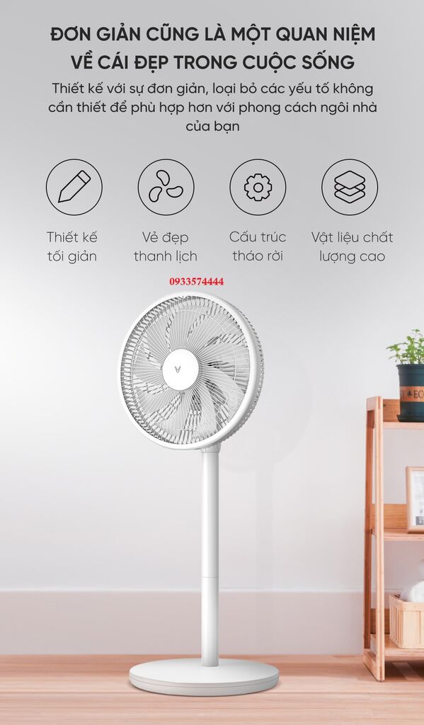 Quạt cây đứng 11 cánh XIAOMI Viomi VXFS12A-J, có thể tăng giảm chiều cao - Ảnh 9