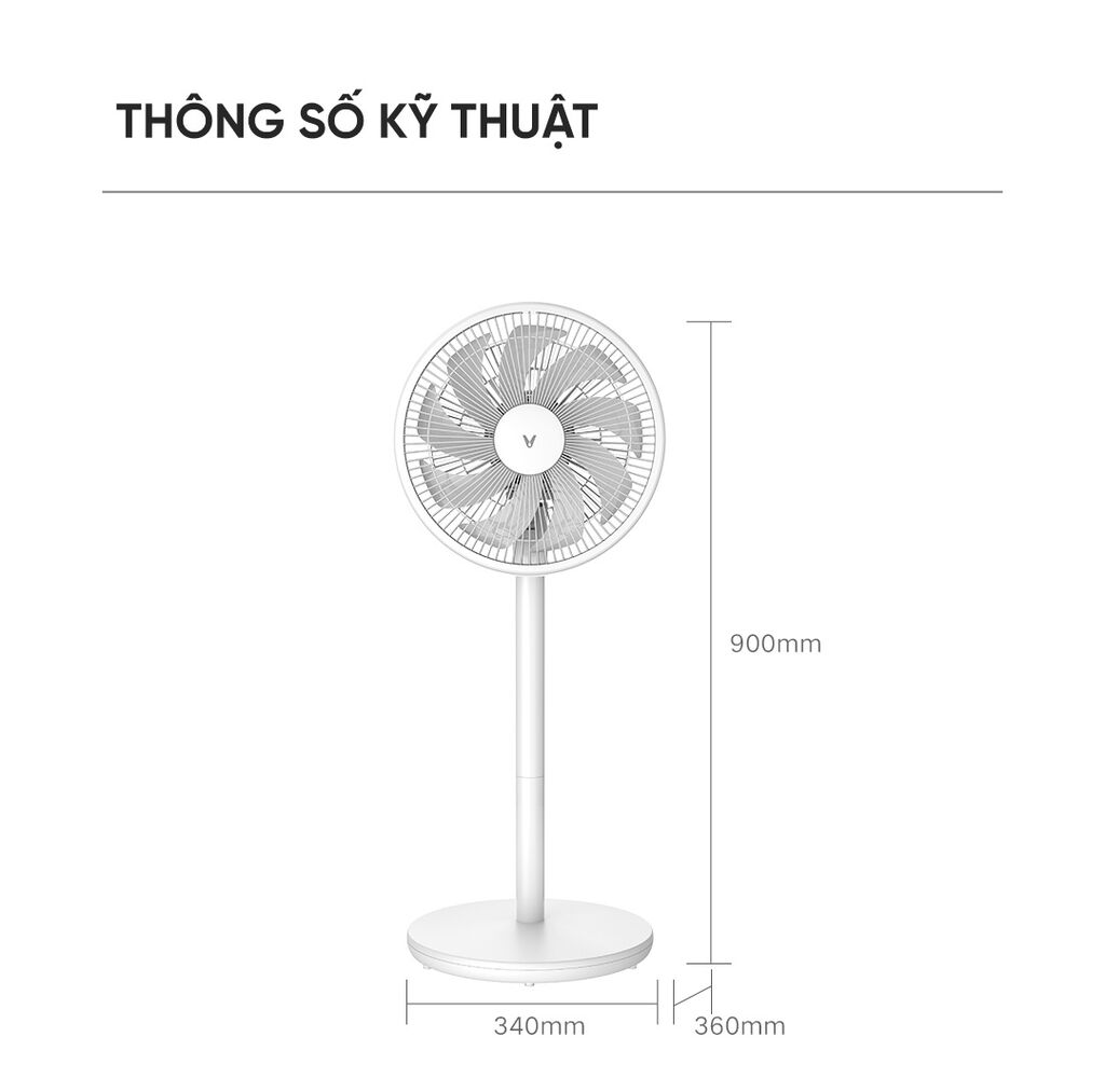 Quạt cây đứng 11 cánh XIAOMI Viomi VXFS12A-J, có thể tăng giảm chiều cao