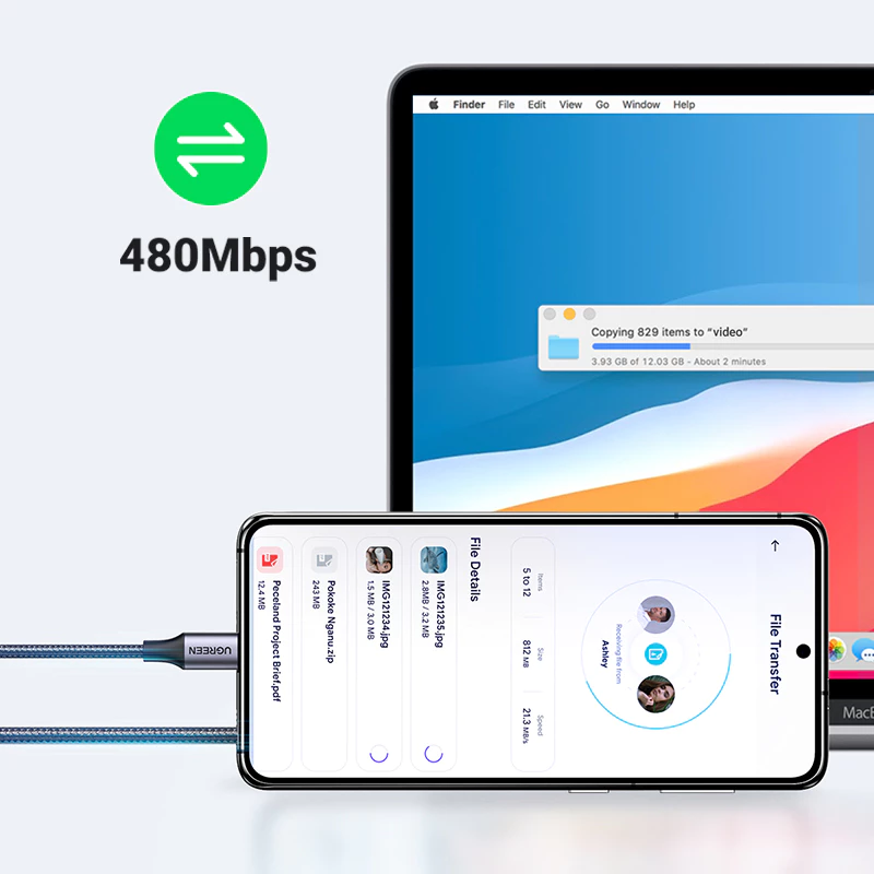 Cáp Sạc Nhanh UGREEN US261 60W Type-C to Type-C truyền dữ liệu 480Mbps - Ảnh 2