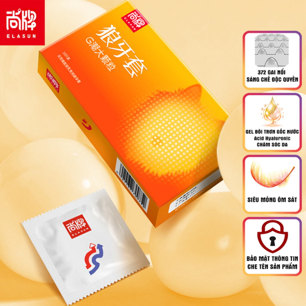 BCS Elasun 372 gai nổi cao, truyền nhiệt, siêu mỏng, gel bôi trơn gốc nước chăm sóc da, hộp 10