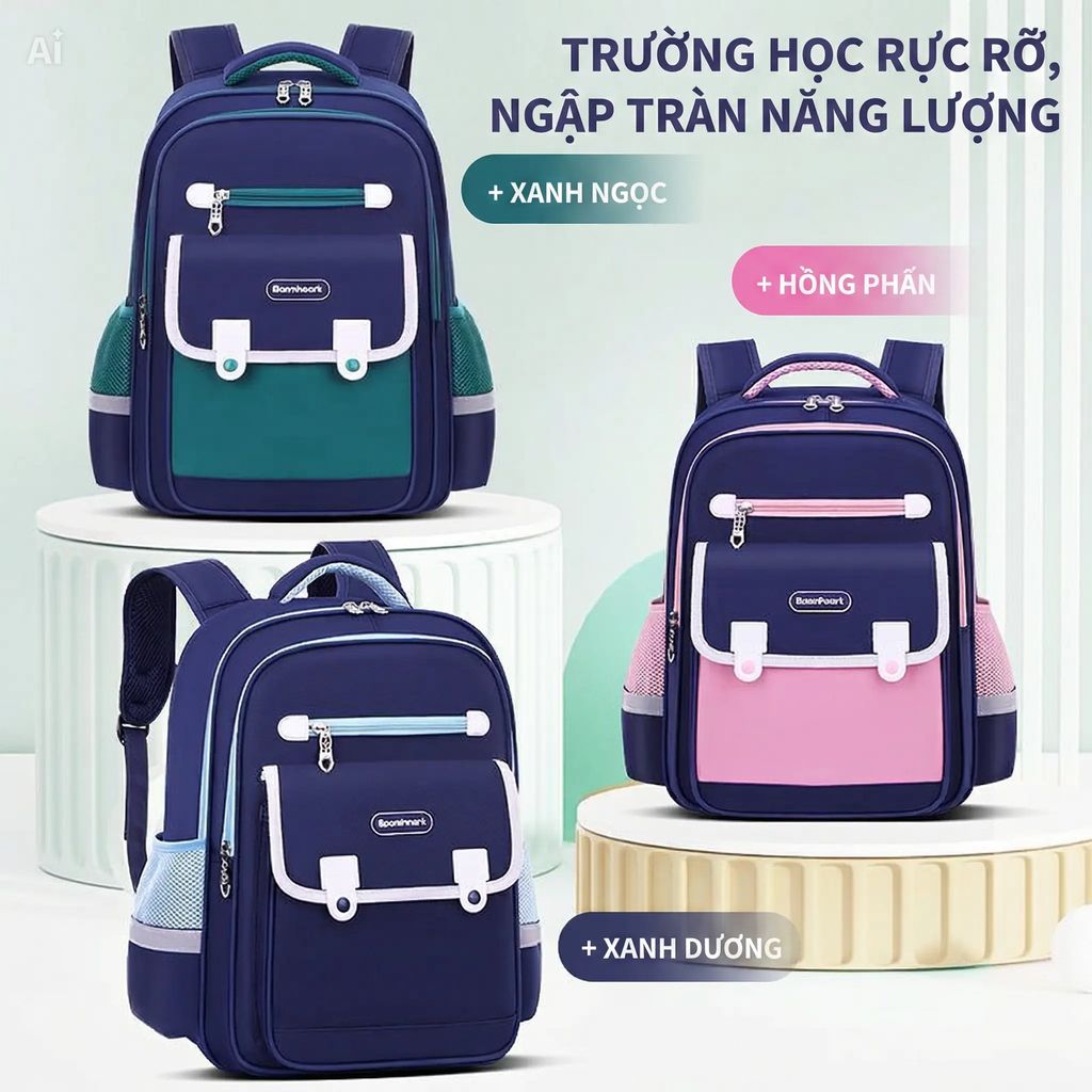 Balo học sinh tiểu học Boomheart chống thấm nước, siêu nhẹ giảm gánh nặng, sức chứa lớn CH194