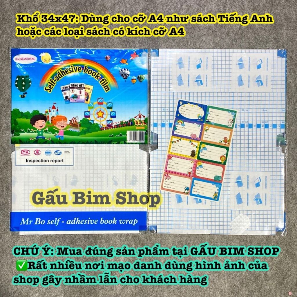 Comboo 100 bọc Sách Decal khổ 34x47 (1 tệp có 1 bọc) - khổ 34x47 dùng cho sách Tiếng Anh