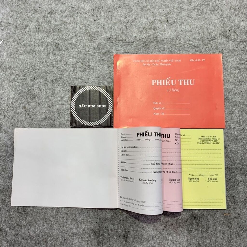 Khổ A5 - Combo 50 quyển Phiếu Thu 3 Liên (1 quyển có 60 tờ)