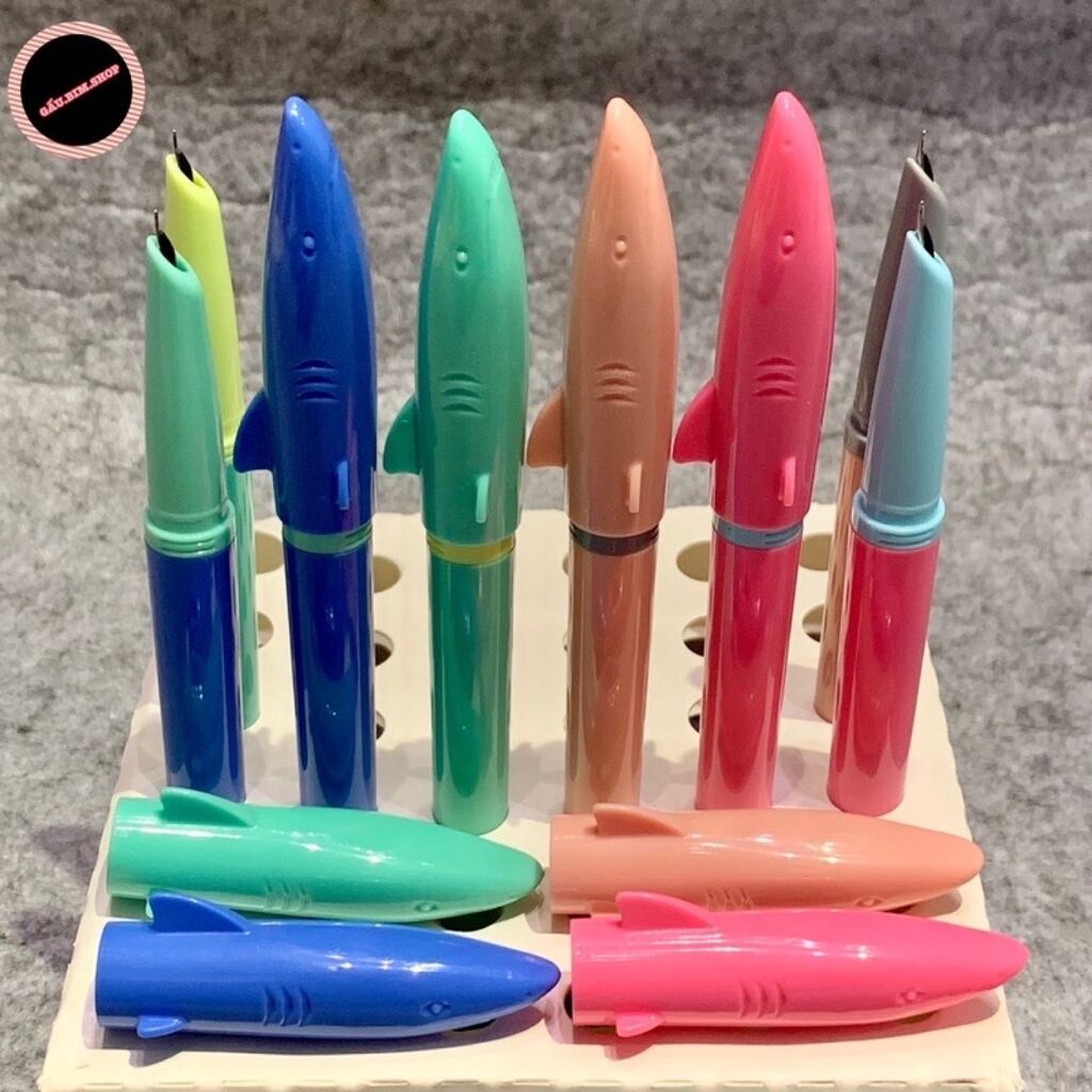 Combo 10 Bút máy Cá Mập - Ngòi kim tinh, ngòi trơn (dùng được cả mực ống 3.4mm và mực bơm)