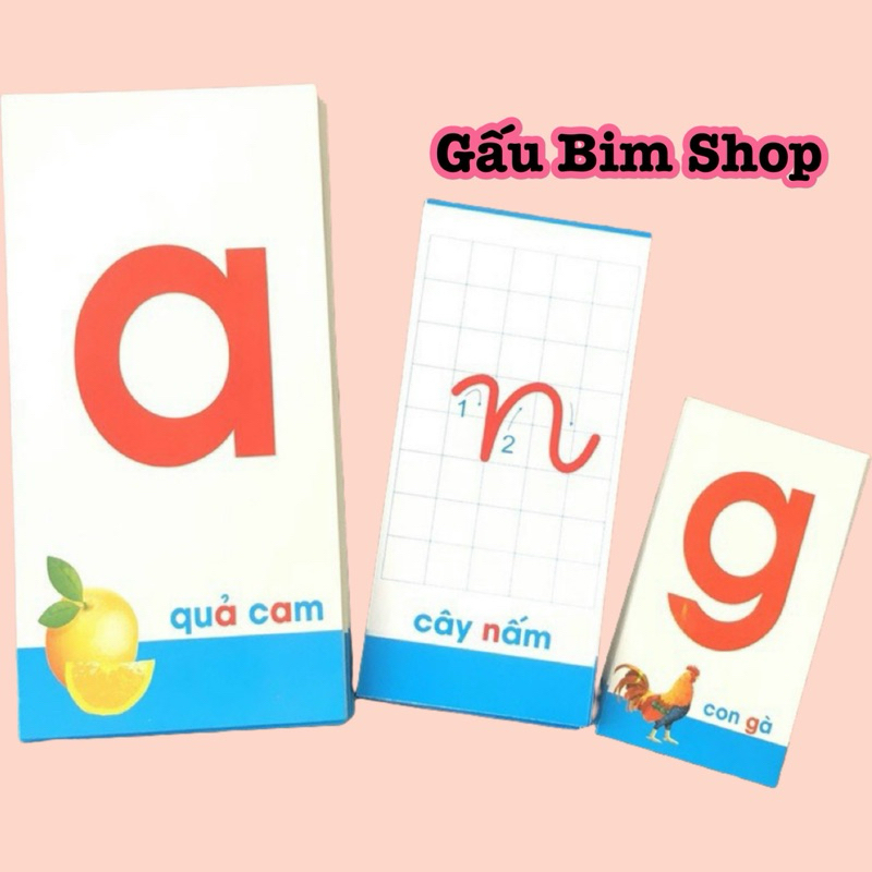 Bộ thẻ học Thông Minh nhận biết Chữ cái và Số - 40 thẻ - 3 kích thước - dành cho cô và trò