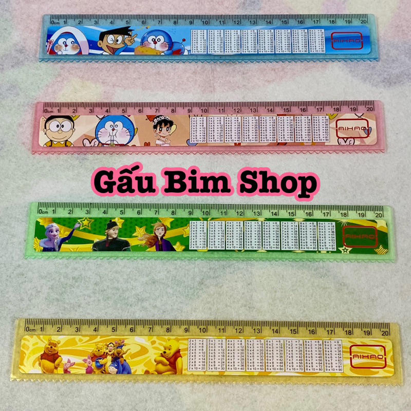 COMBO 10 Thước kẻ nhựa 20cm có kèm bảng cửu chương - mua càng NHIỀU giá càng RẺ