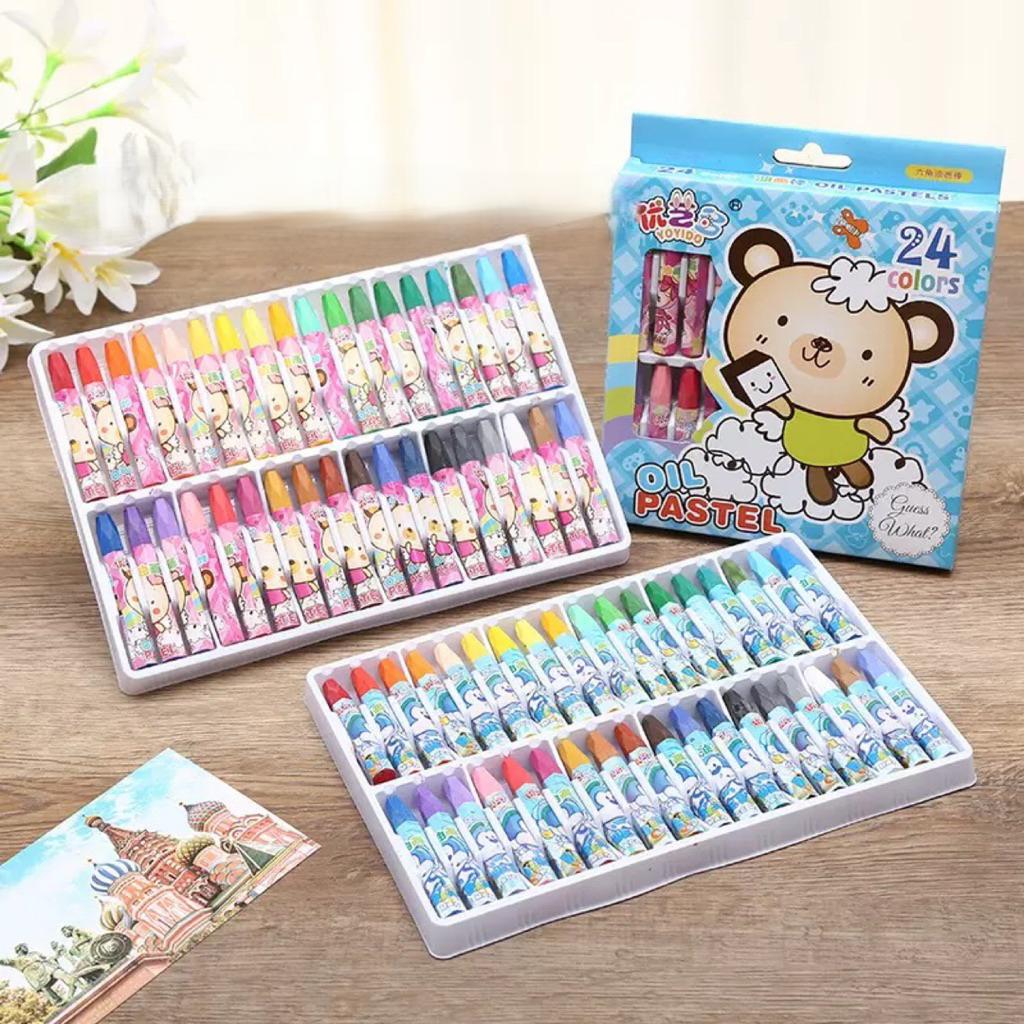 Bút sáp dầu 24 màu ( Hộp 24 bút - 24 màu khác nhau)