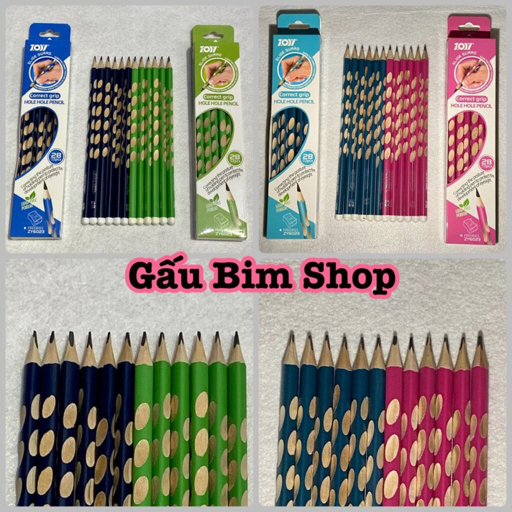 1 cây có 24 hộp (=288bút) Bút chì định vị có gờ cố định tay cầm giúp bé tập viết