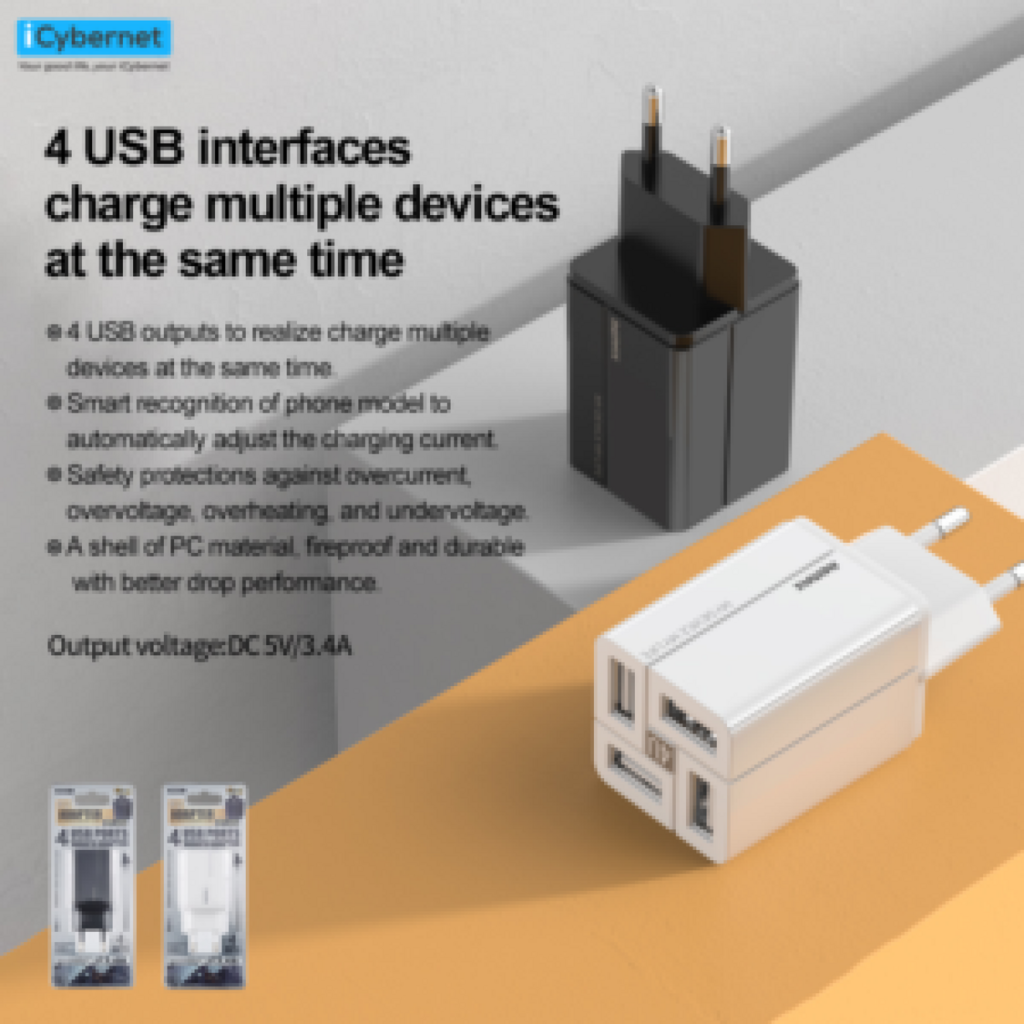 Cóc Sạc 4 Cổng USB Remax RP-U43 3.4A