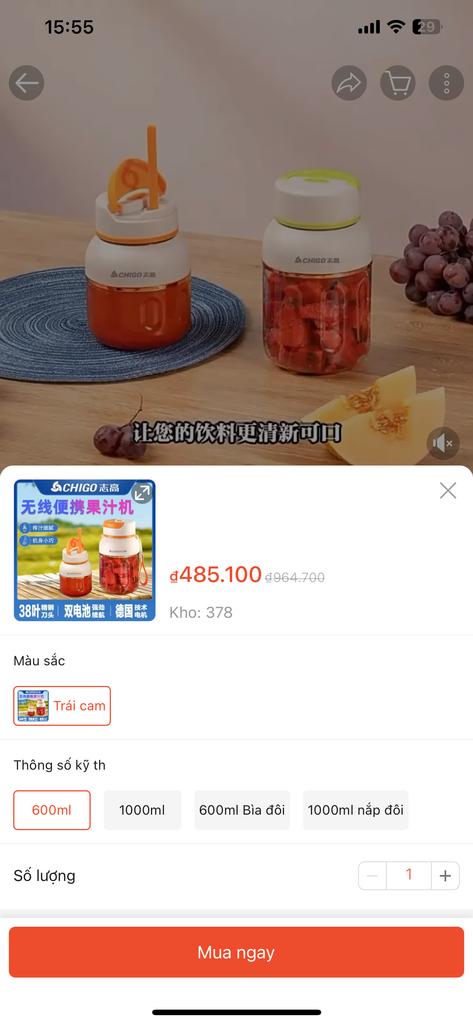 MÁY XAY MINI CHIGO TÍCH ĐIỆN KHÔNG DÂY m - Ảnh 2