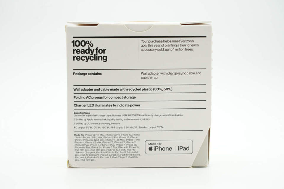 Bộ sạc nhanh 45W Verizon (Mỹ) kèm cáp C to C dài 2M, sạc nhanh PPS/PD/QC - Ảnh 6