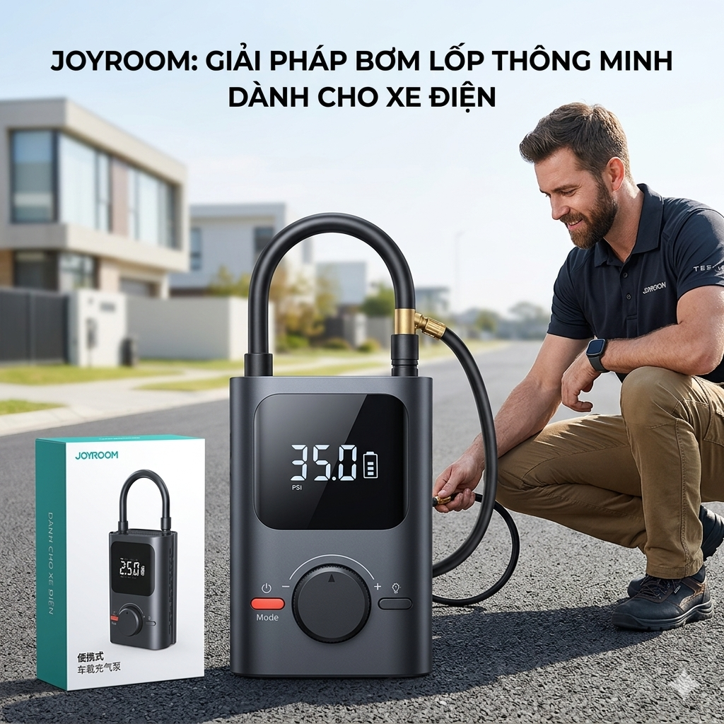 Máy bơm lốp xe hơi JOYROOM CP121 không dây ( sạc Pin )