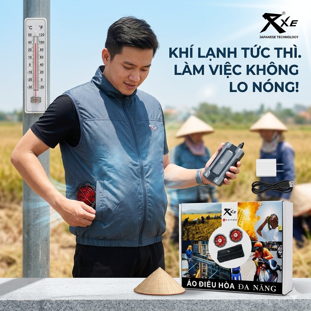 Bộ quạt áo điều hoà RXE ( 2 quạt & Pin dự phòng ) - ko kèm áo