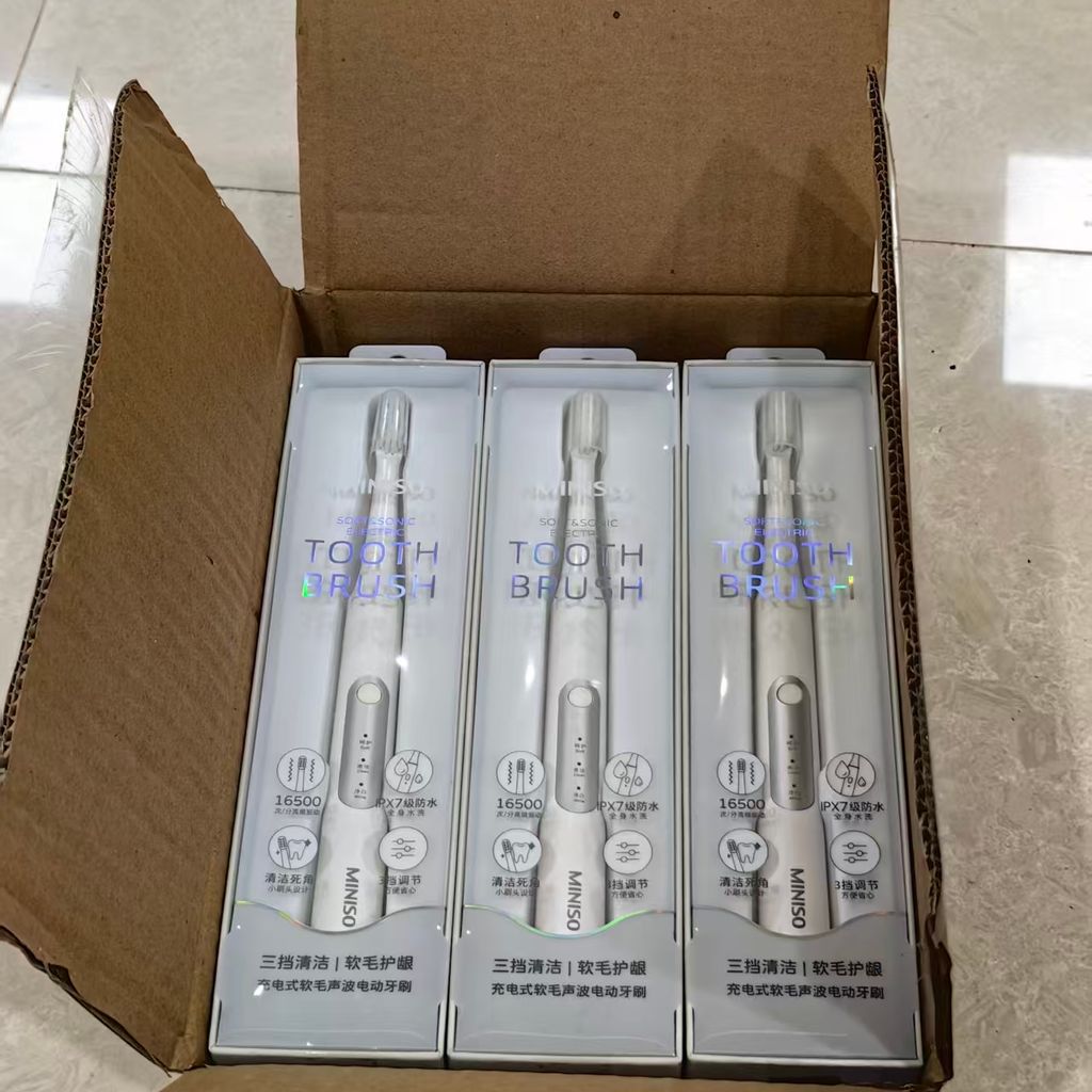 Bàn chải điện MINISO, chống nước IPX7, 3 chế độ, rung sóng âm (màu tím)
