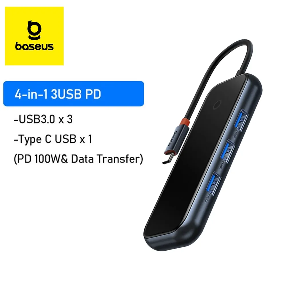 Bộ chuyển đổi HUB Baseus Acmejoy 4 in 1 (Type-C sang USB3.0x3+USB-C PD & Data)