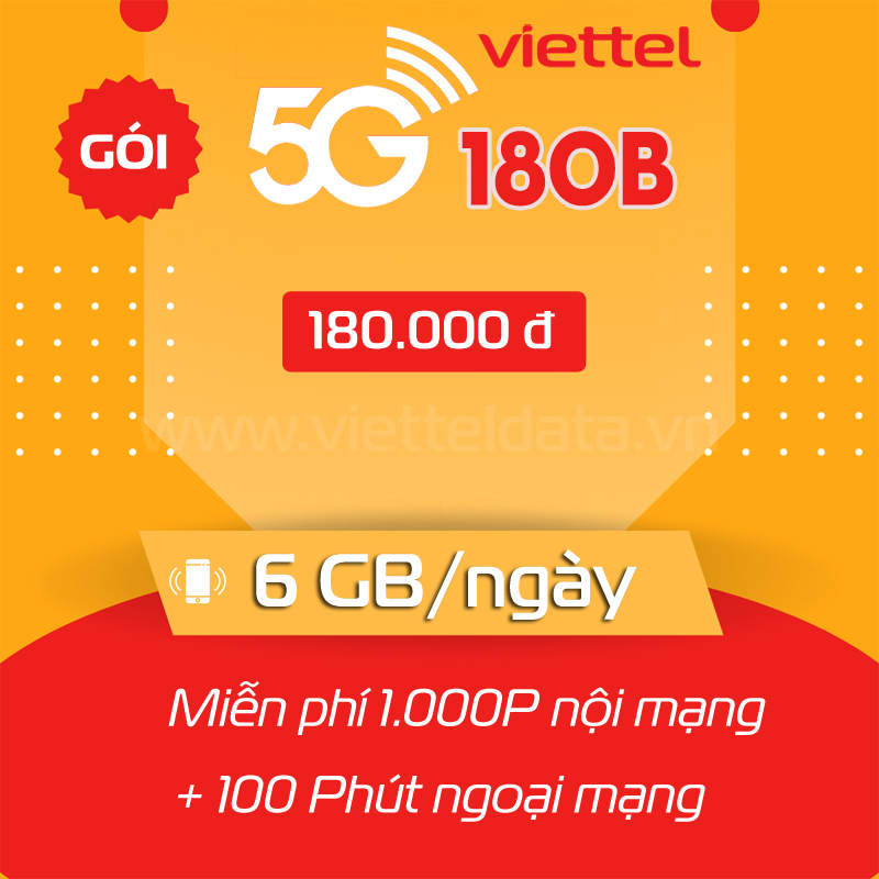 1 Năm gói 5G Data + Gọi mới của Viettel 5G160B 5G180B
