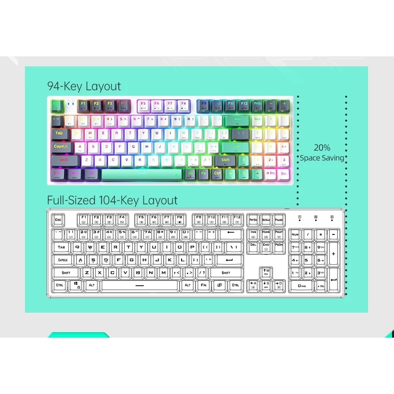 Bàn phím cơ Machenike K500 Pro-B94W Tri-Mode RGB - Ảnh 4