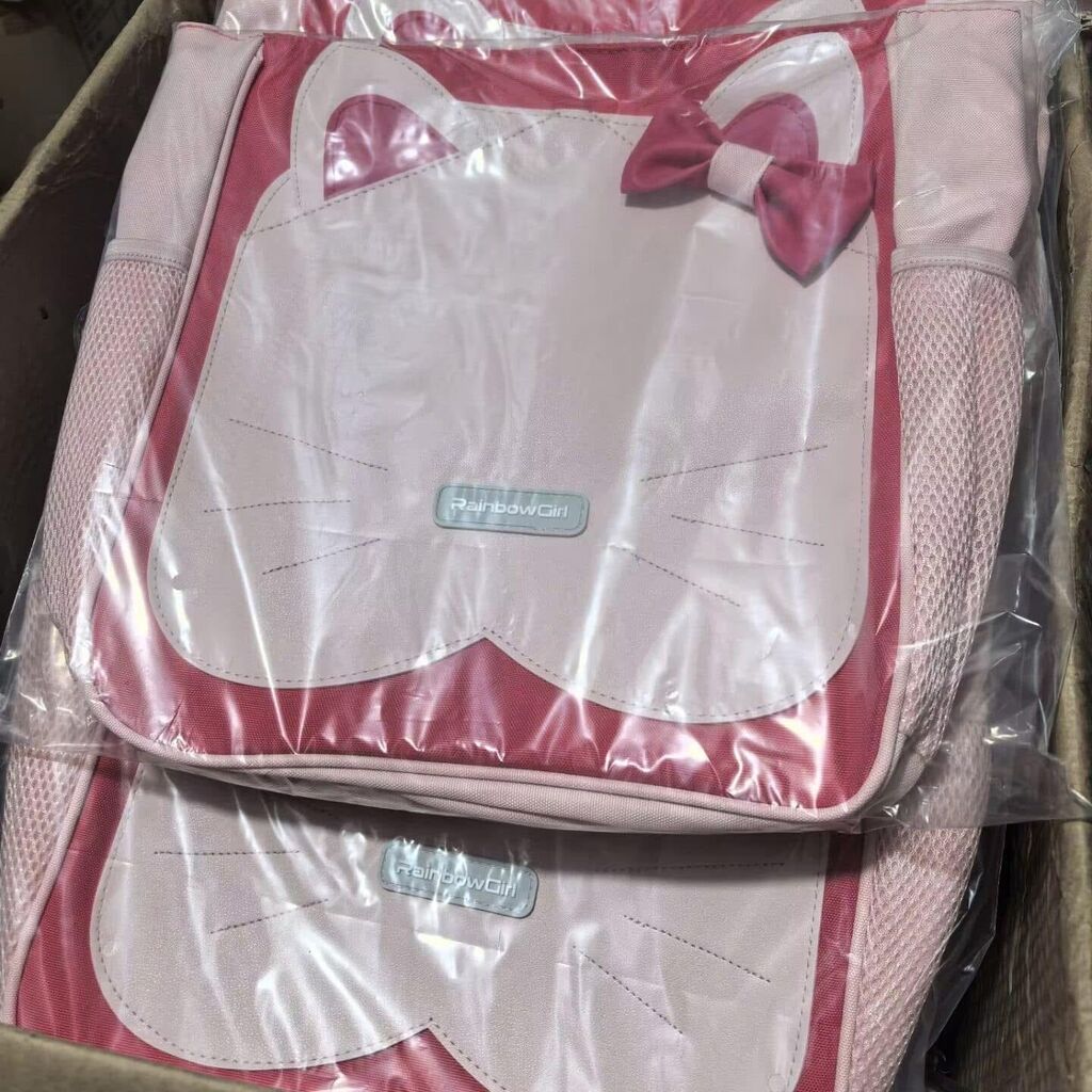 Túi học thêm hình mèo cho bé có mặt mèo full da