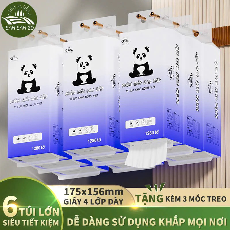 Giấy ăn SANSAN thùng 6 bịch treo hoặc 30 bịch để bàn