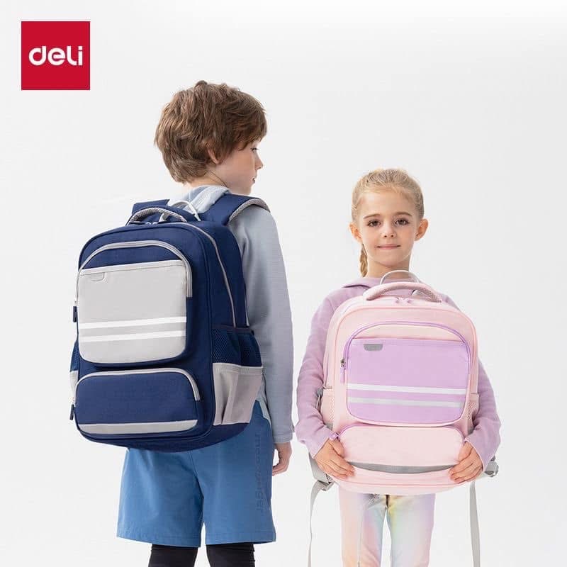Balo chống dù DELI chính hãng mã BB160 Màu hồng sz M cho bé lớp 1-3