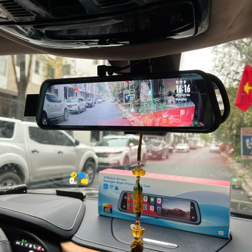 Camera Hành Trình Gương D10Plus HCCAM Có CarPlay/Android Auto, Ghi Hình 2 Kênh 4K Sắc Nét, Góc Siêu 