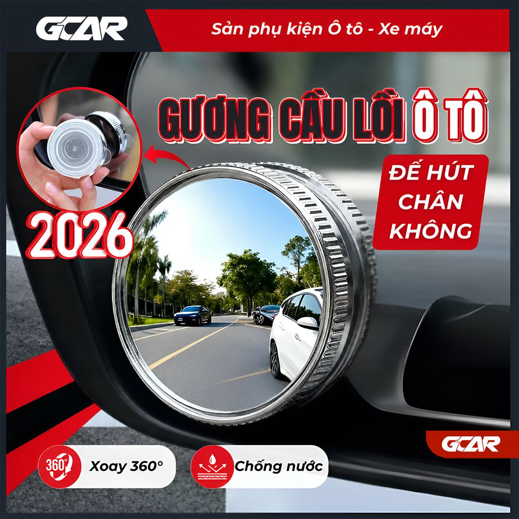 Gương Cầu Lồi Ô Tô Xoay 360 Hít Chân Kính Ô Tô GCAR đảm bảo an toàn khi di chuyển