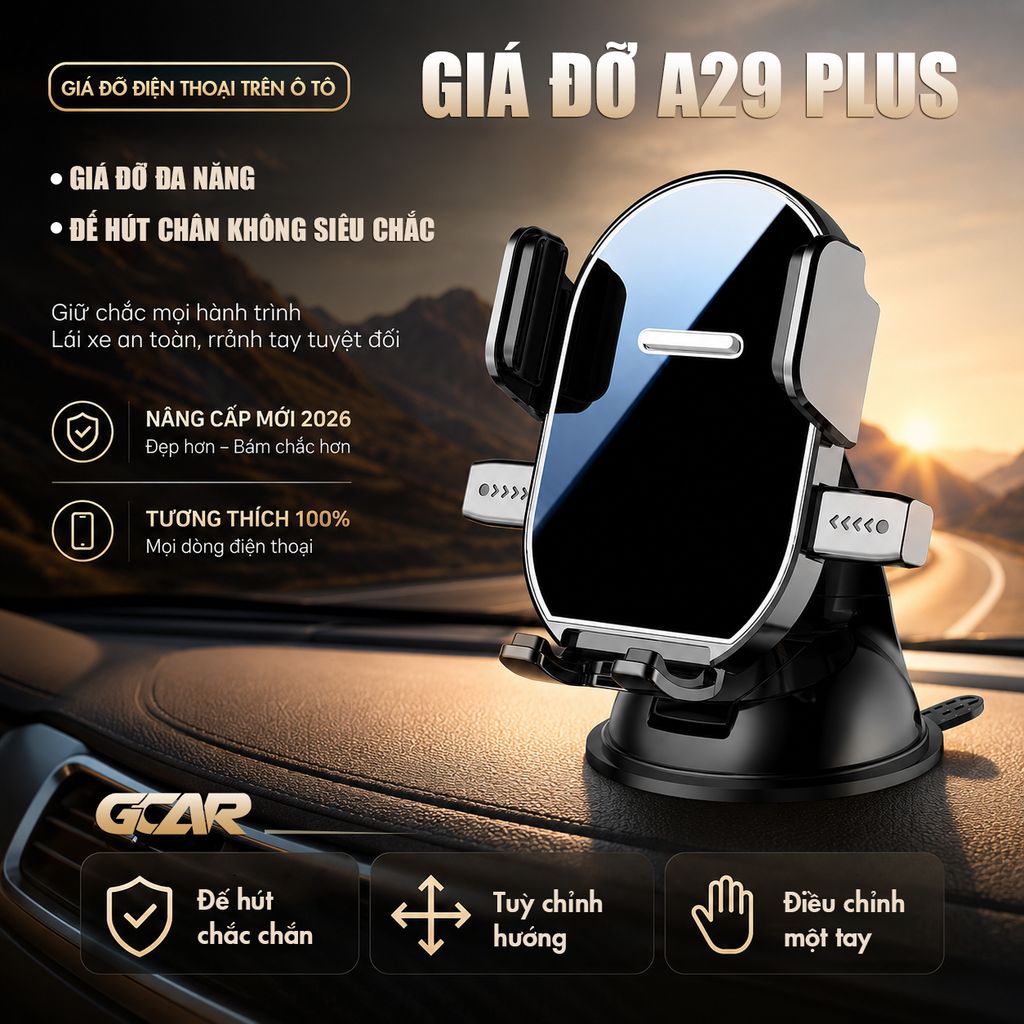 Giá Đỡ Điện Thoại Ô Tô A29 PLUS (bản mới) Đa Năng Cao Cấp Đế Hút Chân Không Siêu Chắc